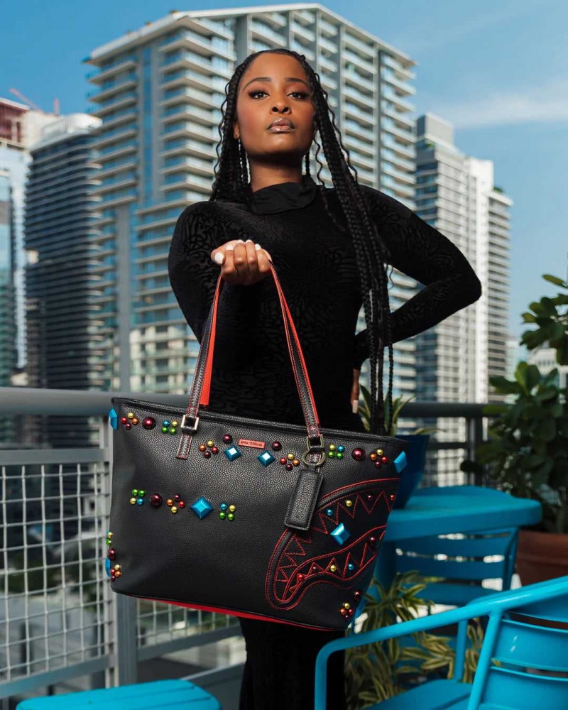 Sprayground Bag GEMSTONED TOTE Black | LJRQA0417