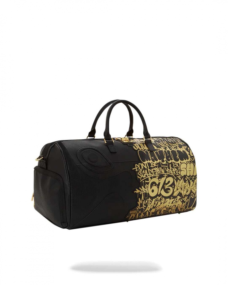 Sprayground Bag HALF GRAFF LARGE DUFFLE Gold Black | ULYSH0386