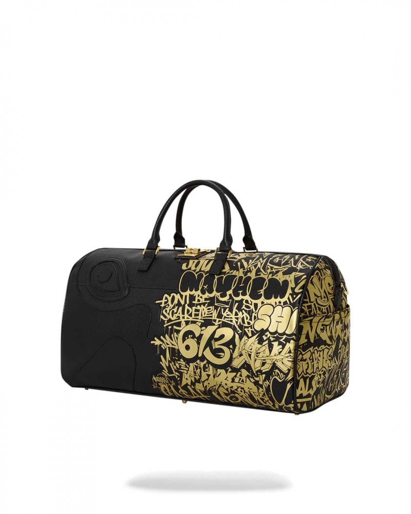 Sprayground Bag HALF GRAFF LARGE DUFFLE Gold Black | ULYSH0386