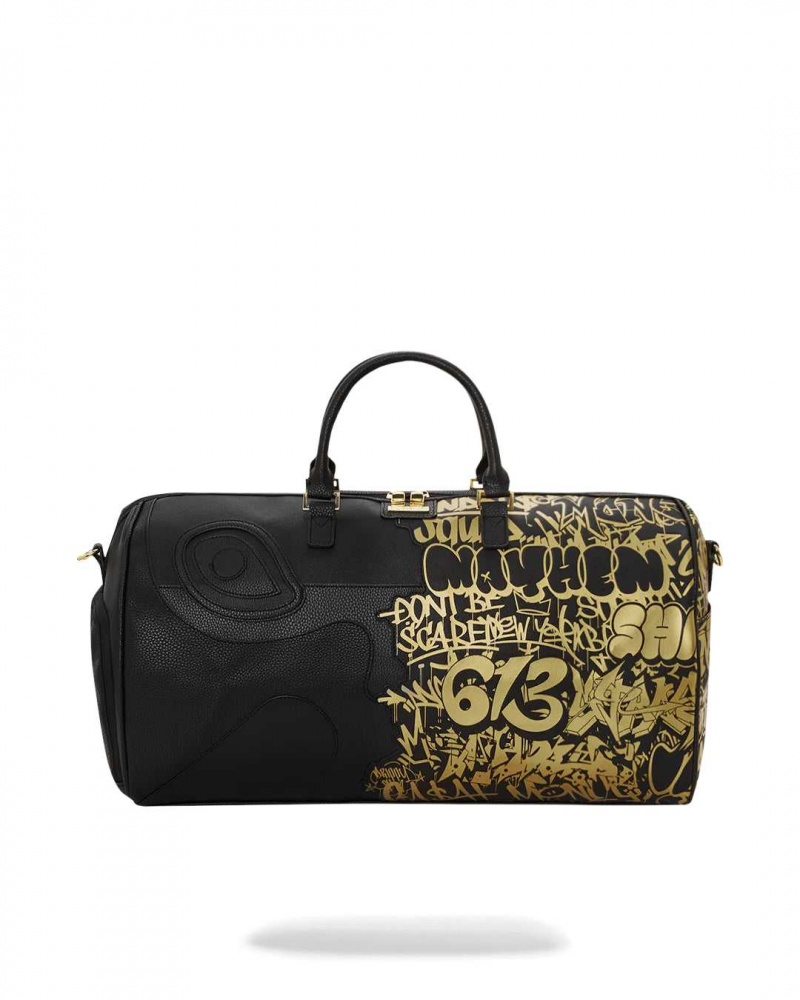 Sprayground Bag HALF GRAFF LARGE DUFFLE Gold Black | ULYSH0386