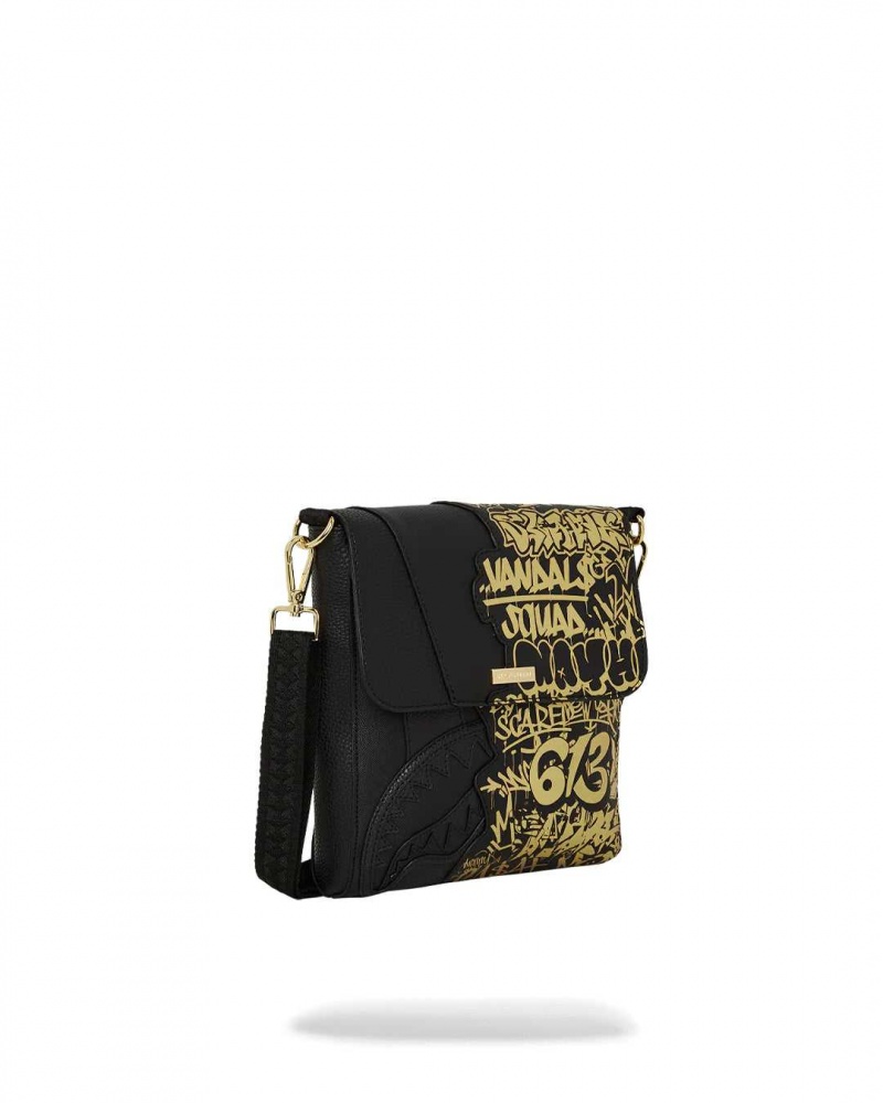 Sprayground Bag HALF GRAFF MESSENGER BAG Gold Black | EDTWI7150