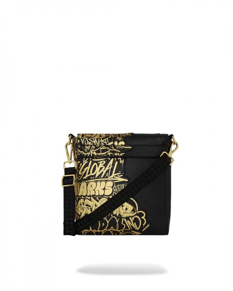 Sprayground Bag HALF GRAFF MESSENGER BAG Gold Black | EDTWI7150