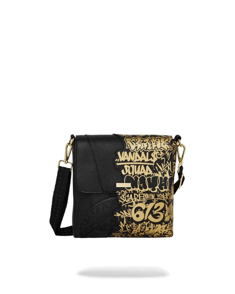 Sprayground Bag HALF GRAFF MESSENGER BAG Gold Black | EDTWI7150