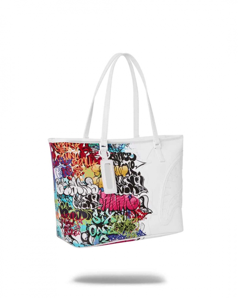 Sprayground Bag HALF GRAFF TOTE White | OVYKP4730