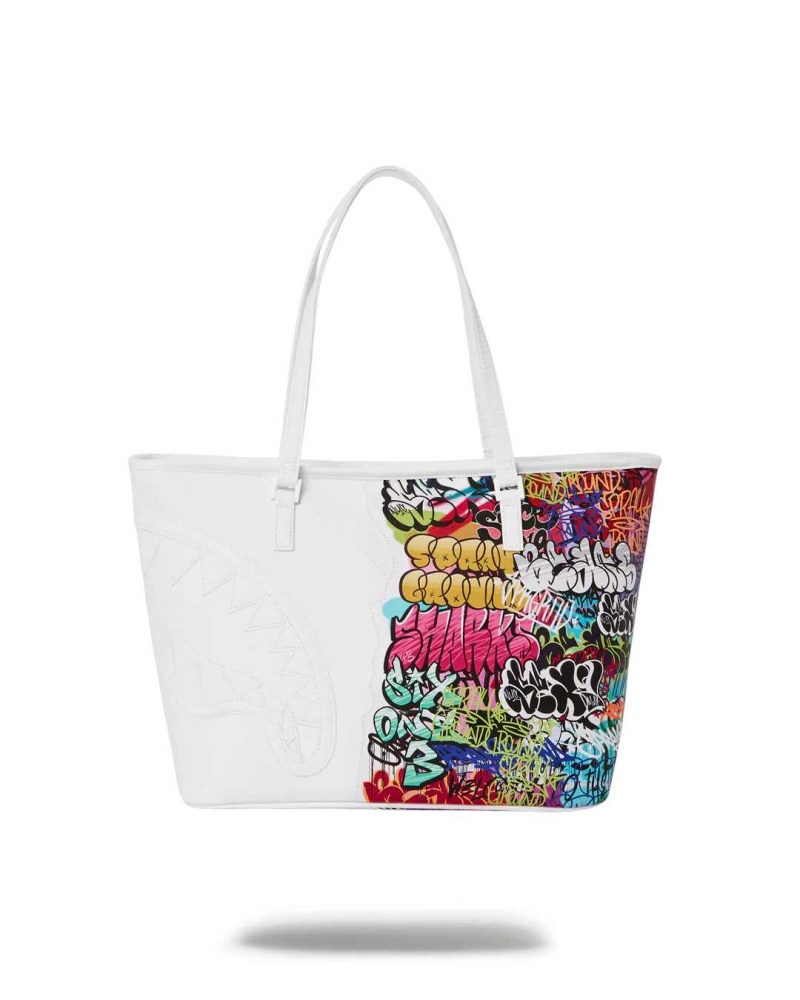 Sprayground Bag HALF GRAFF TOTE White | OVYKP4730