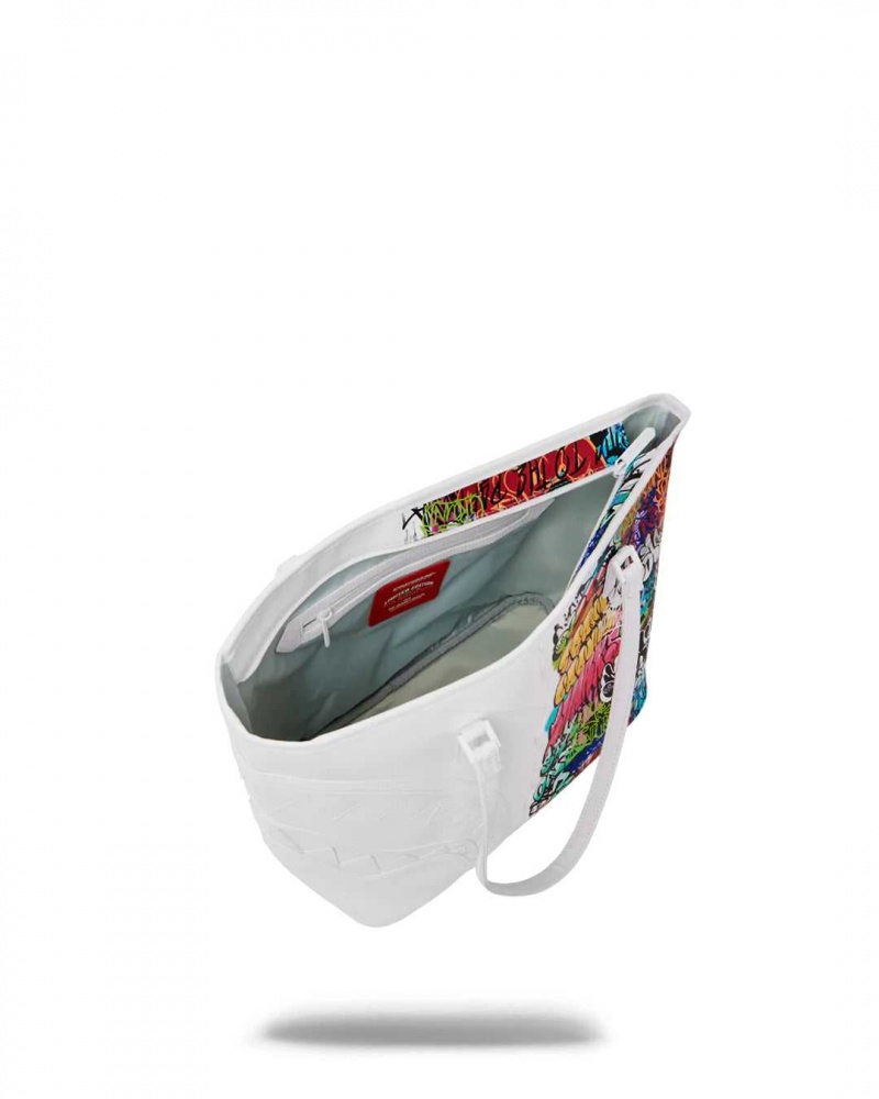 Sprayground Bag HALF GRAFF TOTE White | OVYKP4730