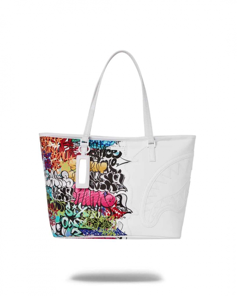 Sprayground Bag HALF GRAFF TOTE White | OVYKP4730