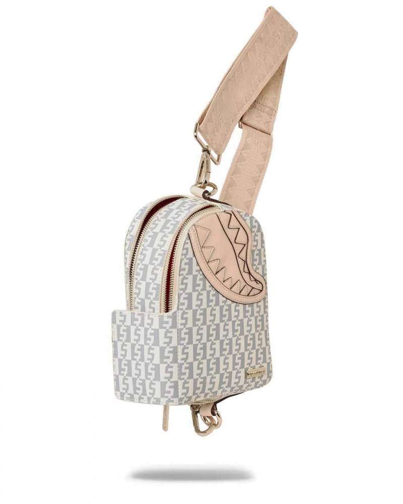 Sprayground Bag MONEY CHECKERED CROSSBODY BACKPACK Rose White | CWDUG0849