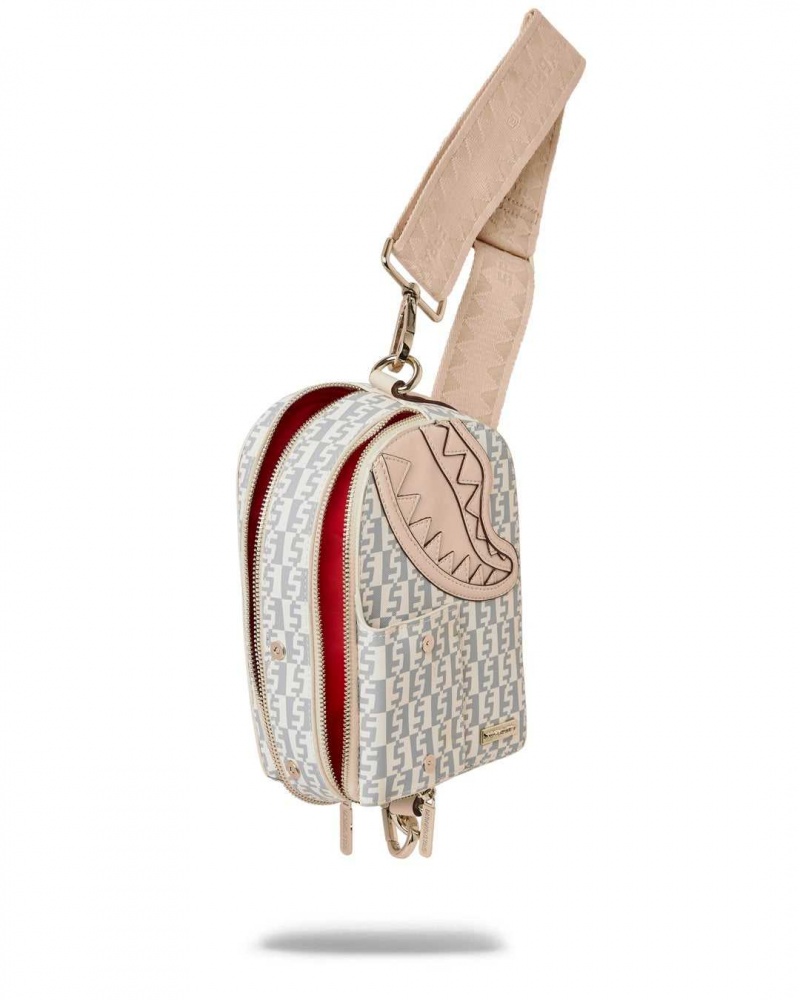 Sprayground Bag MONEY CHECKERED CROSSBODY BACKPACK Rose White | CWDUG0849