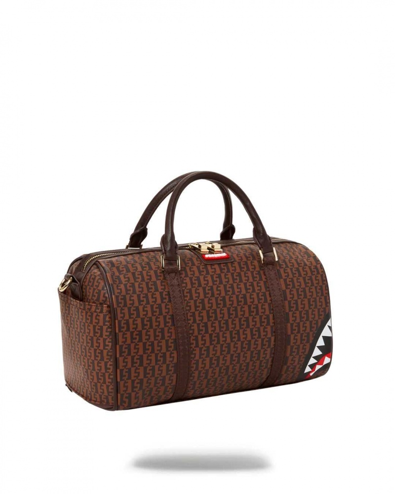 Sprayground Bag MONEY CHECKERED MINI DUFFLE Brown | UILGT1594