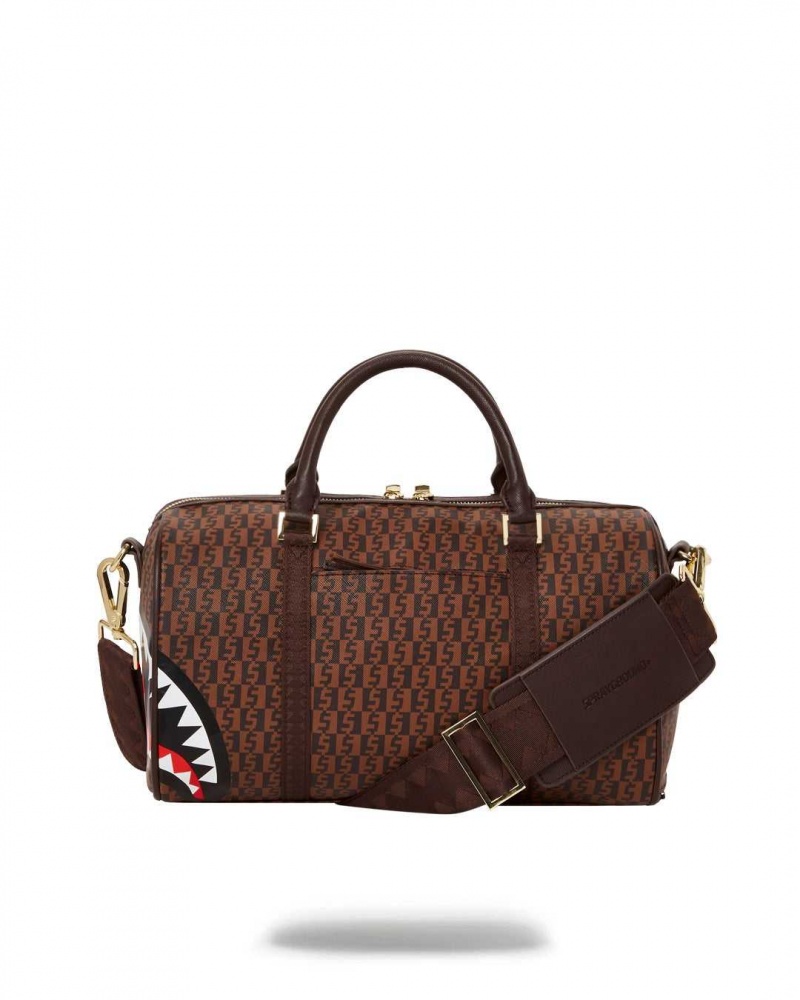 Sprayground Bag MONEY CHECKERED MINI DUFFLE Brown | UILGT1594