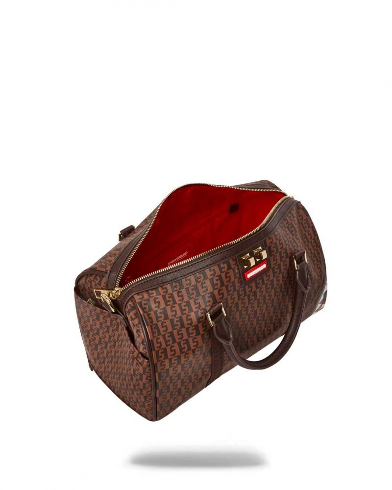 Sprayground Bag MONEY CHECKERED MINI DUFFLE Brown | UILGT1594