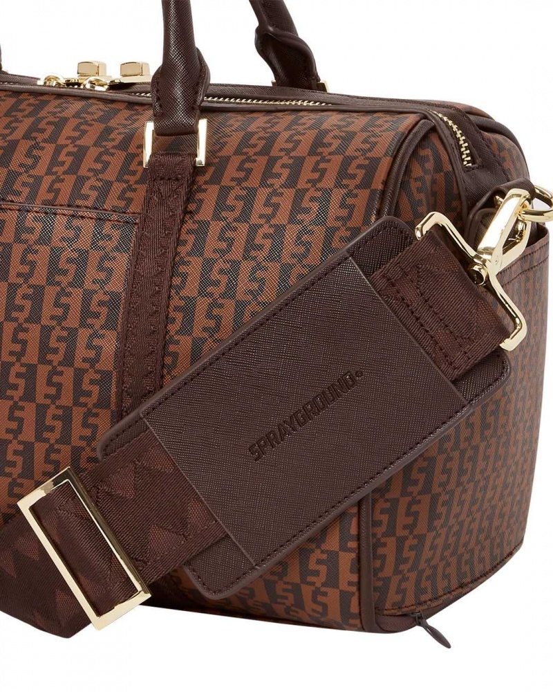 Sprayground Bag MONEY CHECKERED MINI DUFFLE Brown | UILGT1594