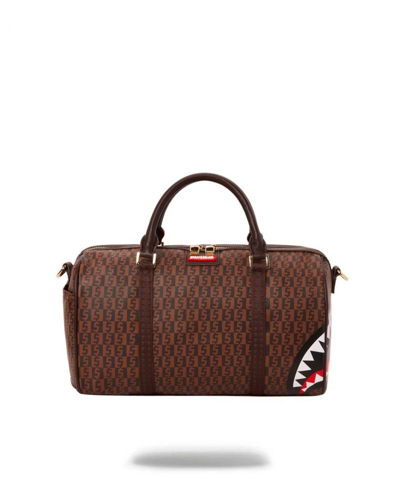 Sprayground Bag MONEY CHECKERED MINI DUFFLE Brown | UILGT1594