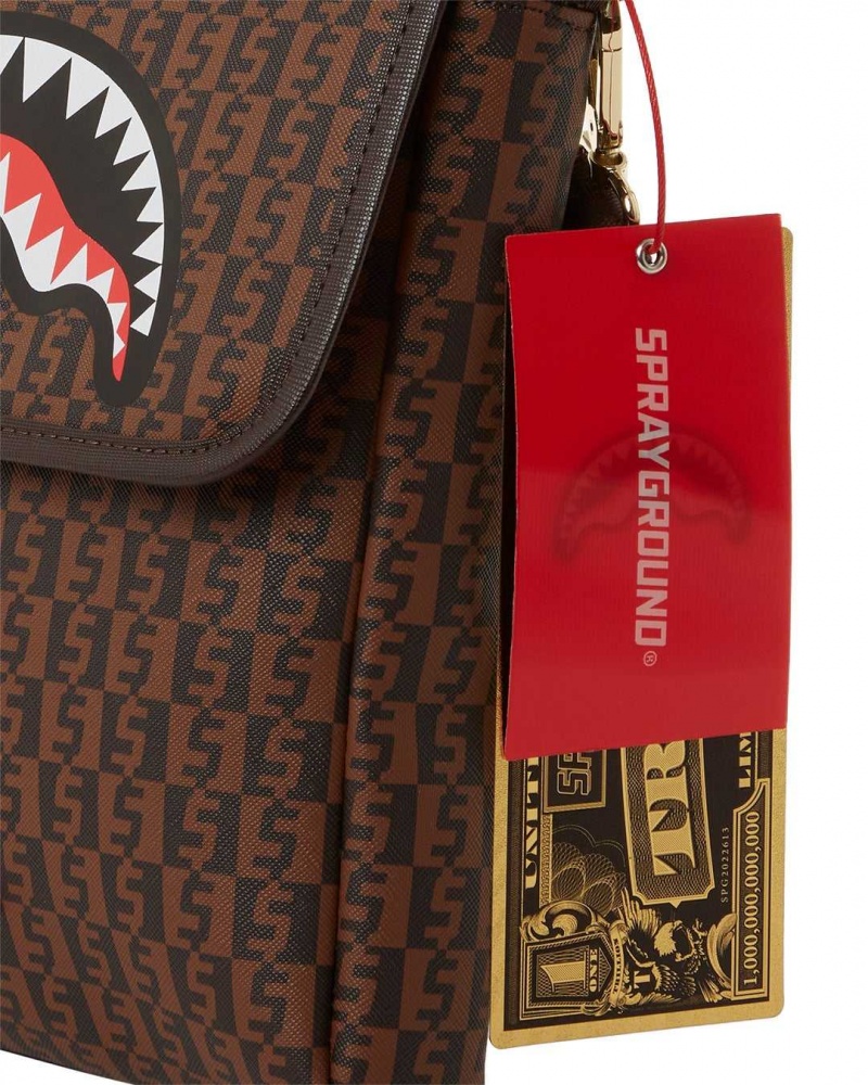 Sprayground Bag MONEY CHECKERED MESSENGER BAG Brown | UMAOD3165