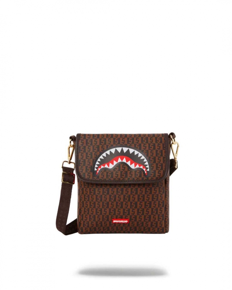 Sprayground Bag MONEY CHECKERED MESSENGER BAG Brown | UMAOD3165