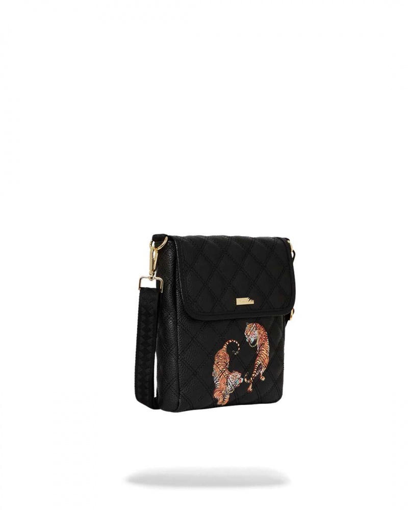 Sprayground Bag MONEY TIGERS MESSENGER SLING Black | QUBGH4281