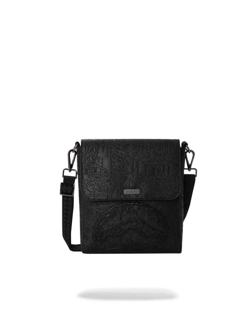 Sprayground Bag NIGHT GRAFF EMBOSSED MESSENGER Black | SIJOV9863