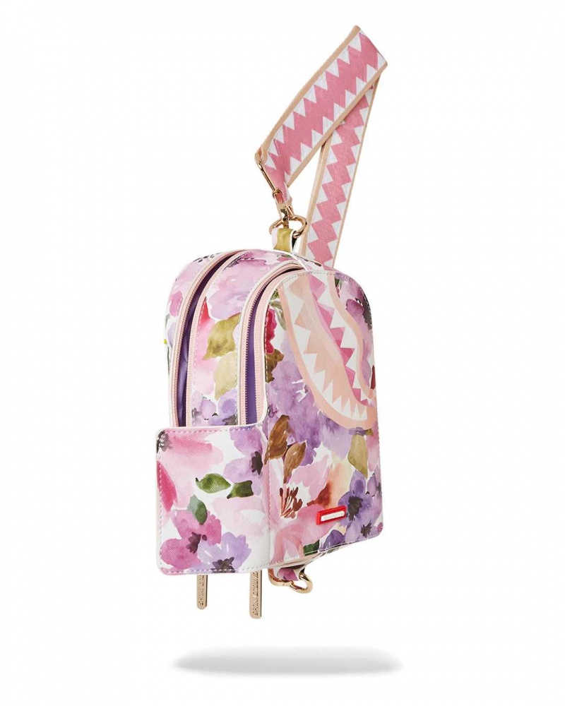 Sprayground Bag PAINTED FLORAL BACKPACK SLING Pink | KLMZV4578