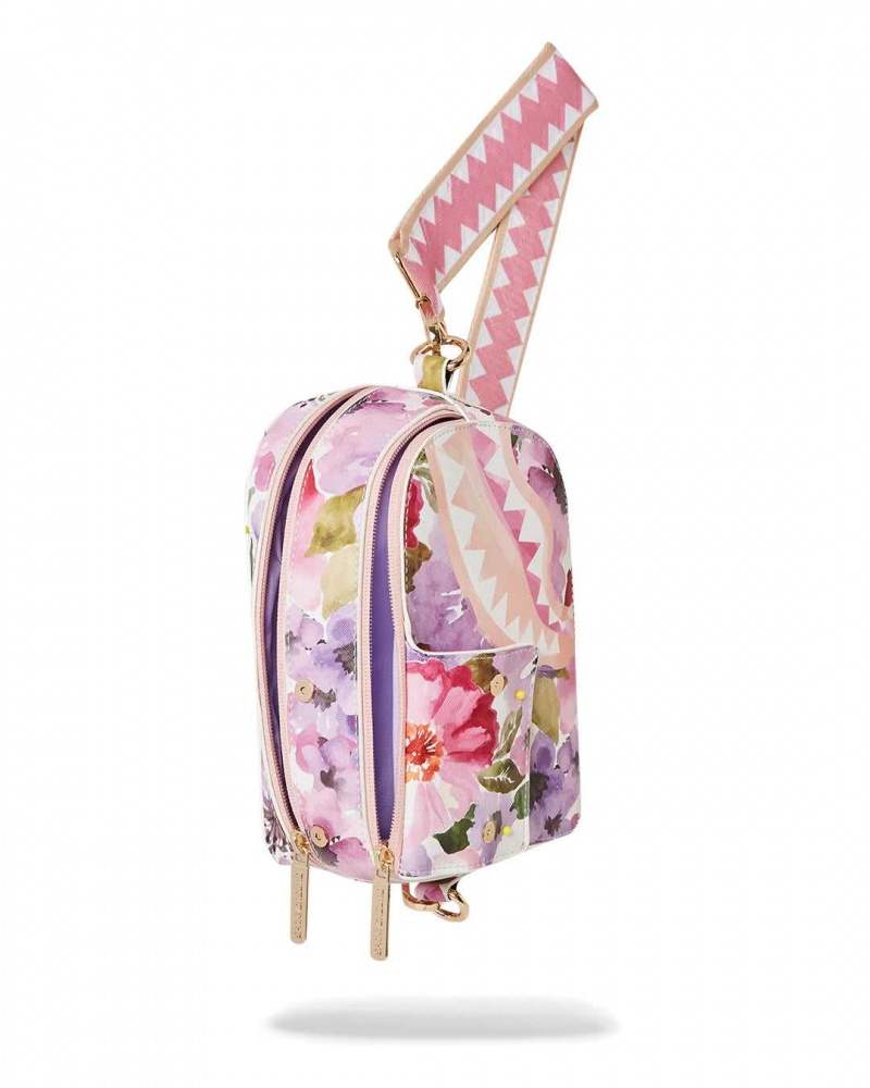 Sprayground Bag PAINTED FLORAL BACKPACK SLING Pink | KLMZV4578