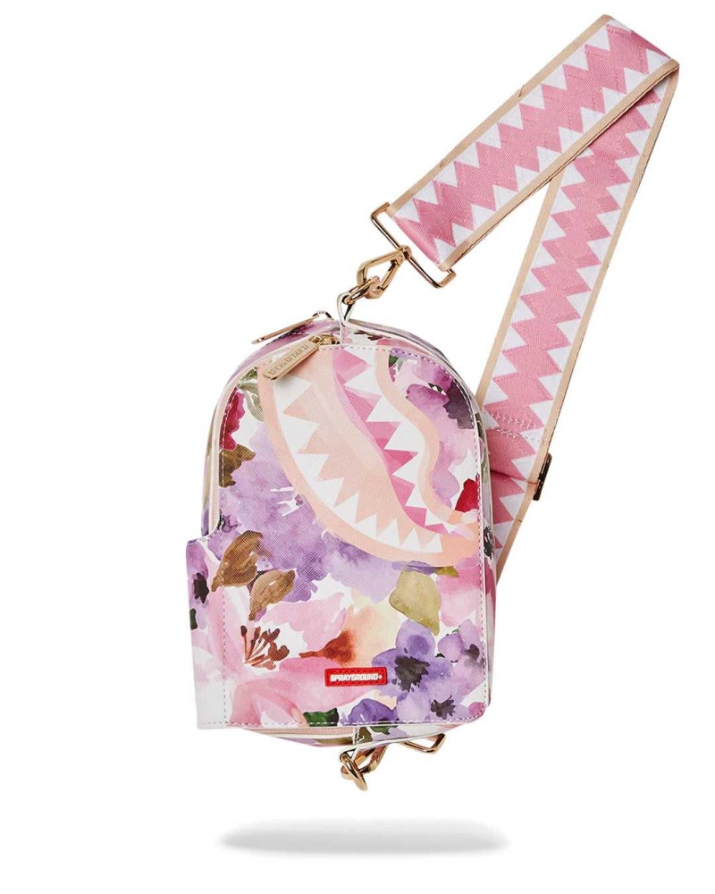 Sprayground Bag PAINTED FLORAL BACKPACK SLING Pink | KLMZV4578