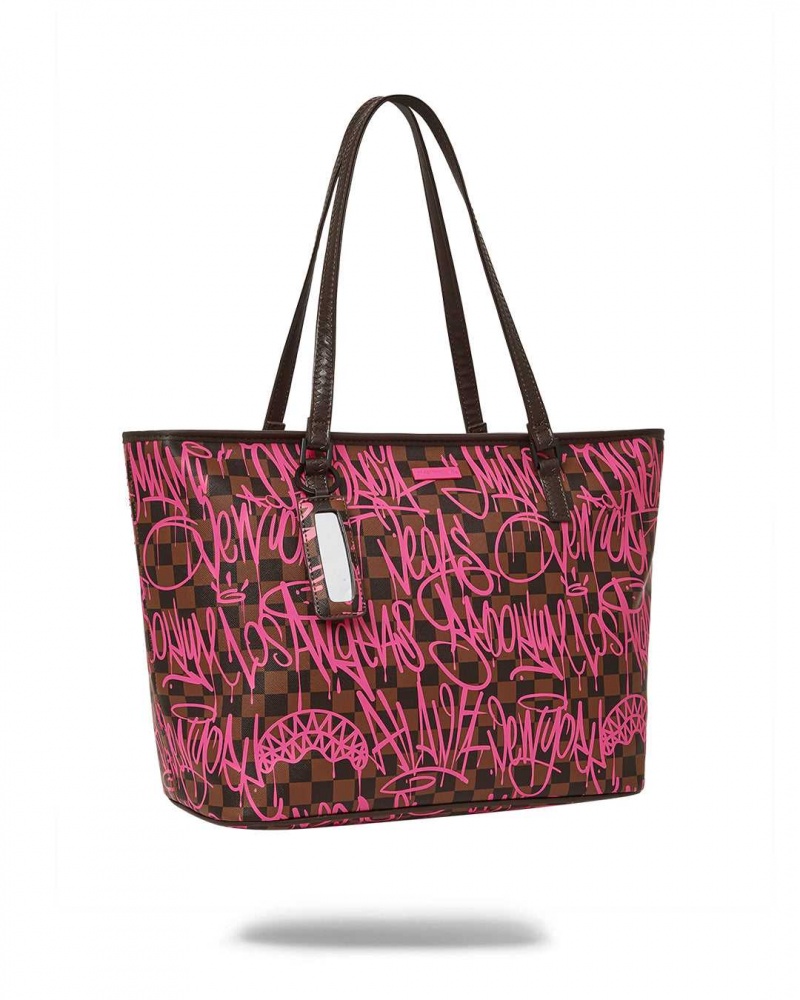 Sprayground Bag SHARKS IN NEW YORK TOTE Fuchsia | CVELM0419