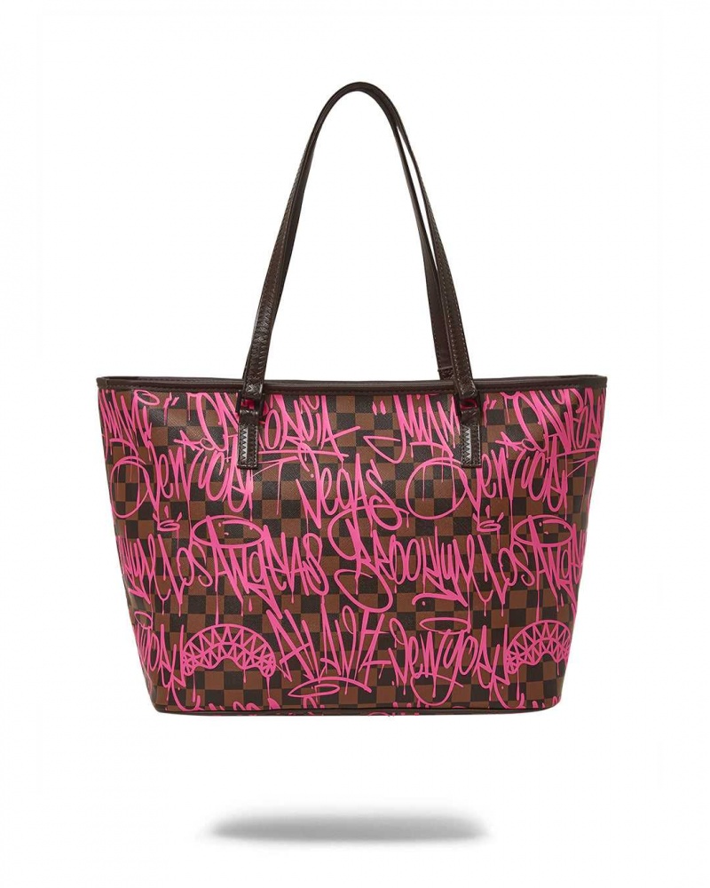 Sprayground Bag SHARKS IN NEW YORK TOTE Fuchsia | CVELM0419