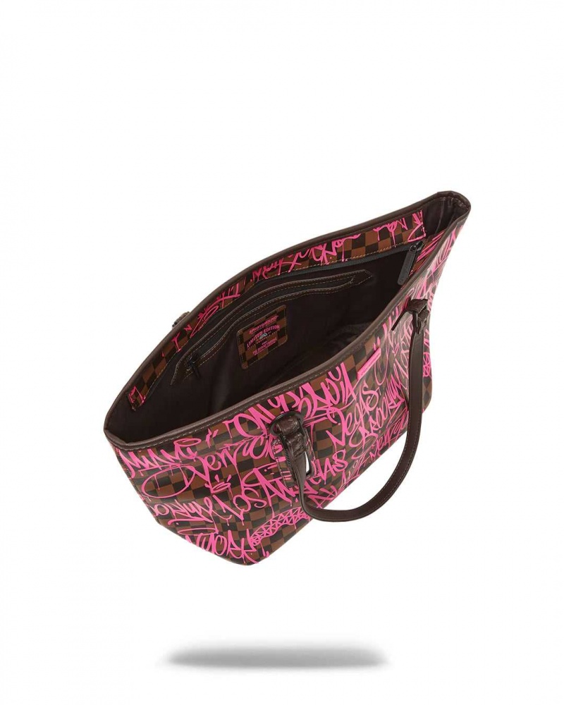 Sprayground Bag SHARKS IN NEW YORK TOTE Fuchsia | CVELM0419