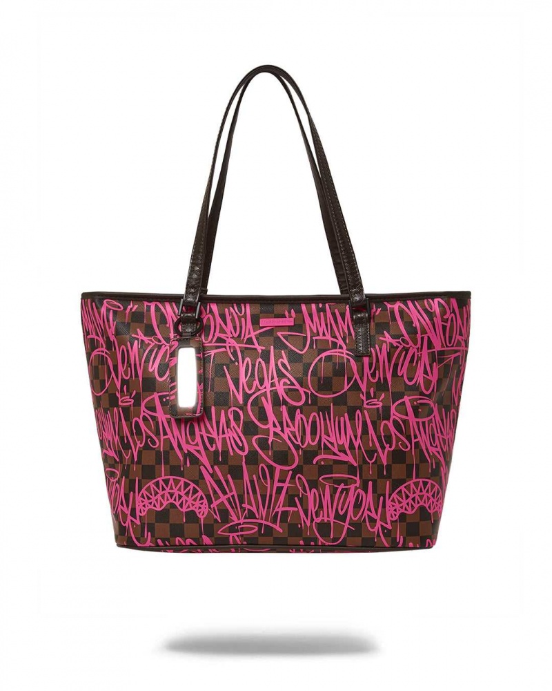 Sprayground Bag SHARKS IN NEW YORK TOTE Fuchsia | CVELM0419