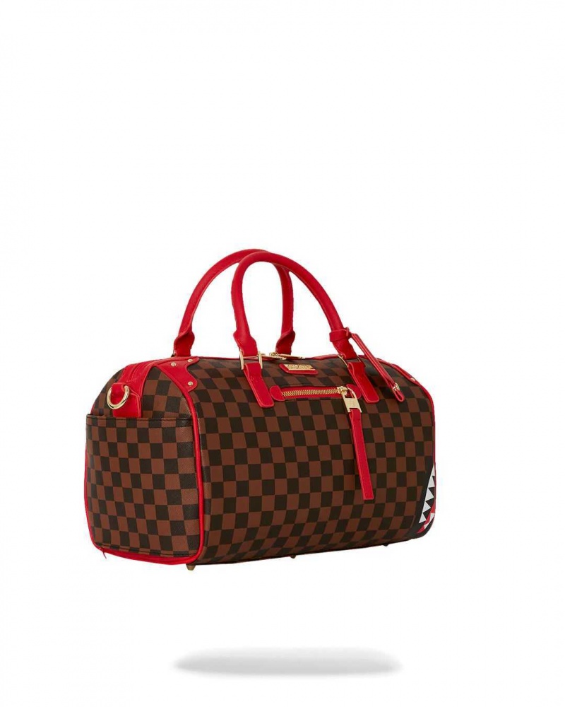 Sprayground Bag SHARKS IN PARIS BOX MINI DUFFLE Red Brown | YFDMW4619