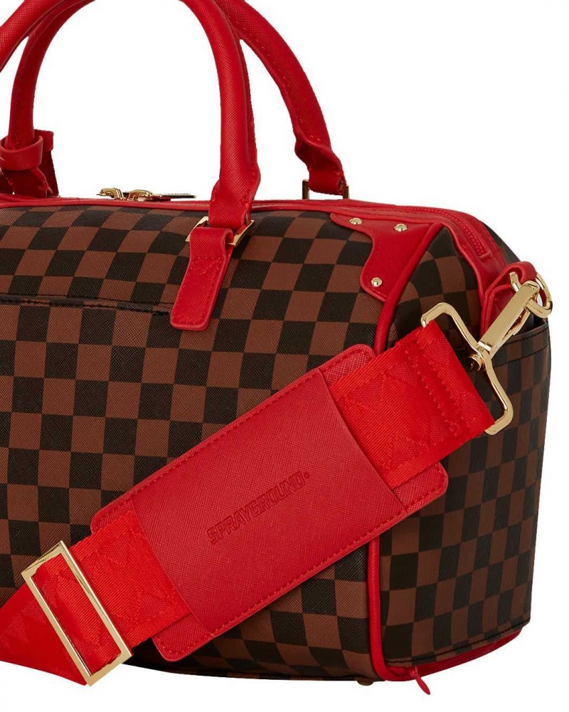 Sprayground Bag SHARKS IN PARIS BOX MINI DUFFLE Red Brown | YFDMW4619