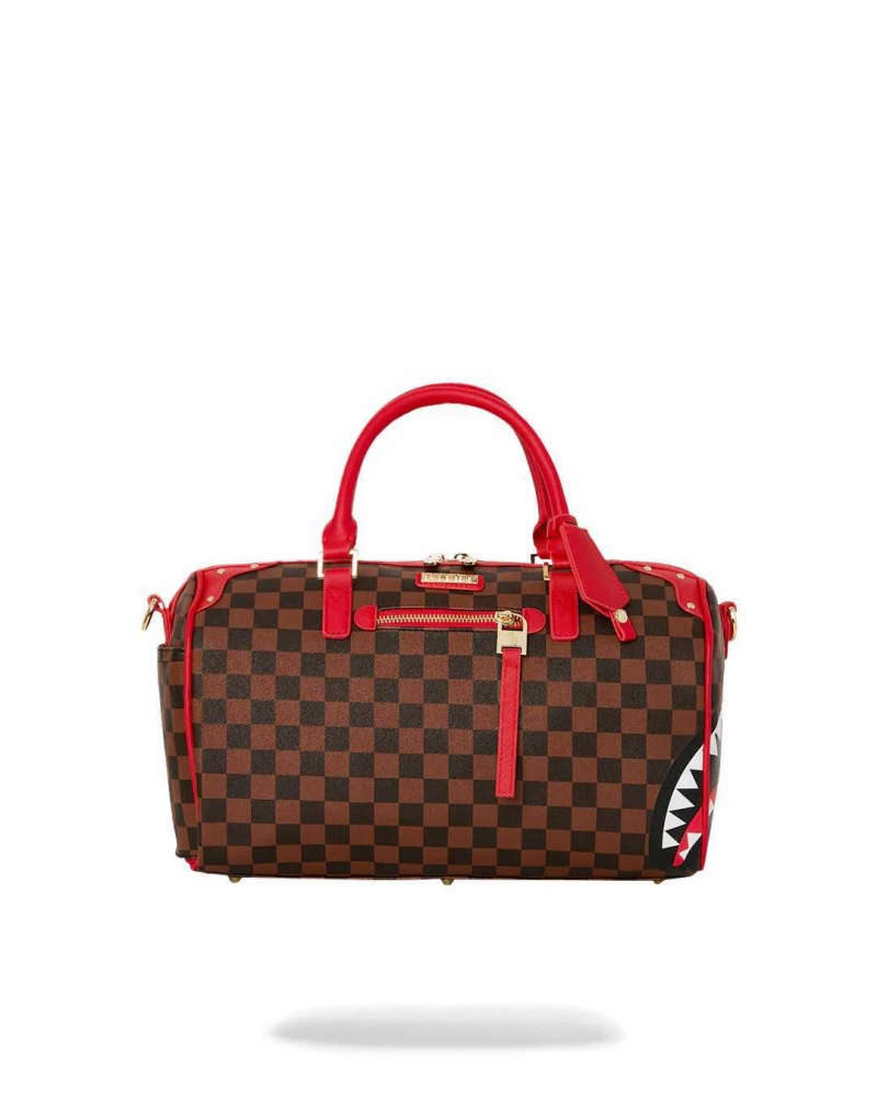 Sprayground Bag SHARKS IN PARIS BOX MINI DUFFLE Red Brown | YFDMW4619