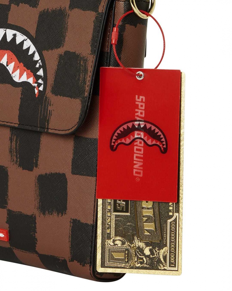 Sprayground Bag SHARKS IN PARIS PAINTED MESSENGER SLING BAG Brown | VSXPJ6458