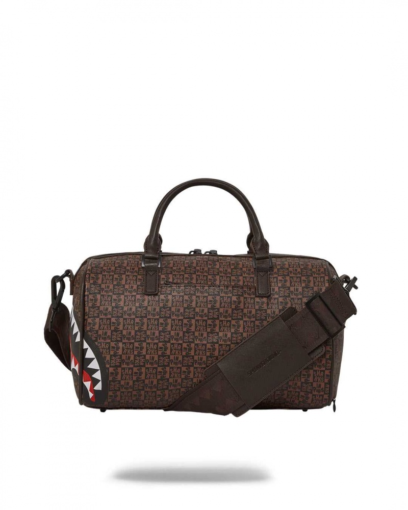 Sprayground Bag SHARKS IN PARIS CHECK MINI DUFFLE Brown | ATGKQ1905