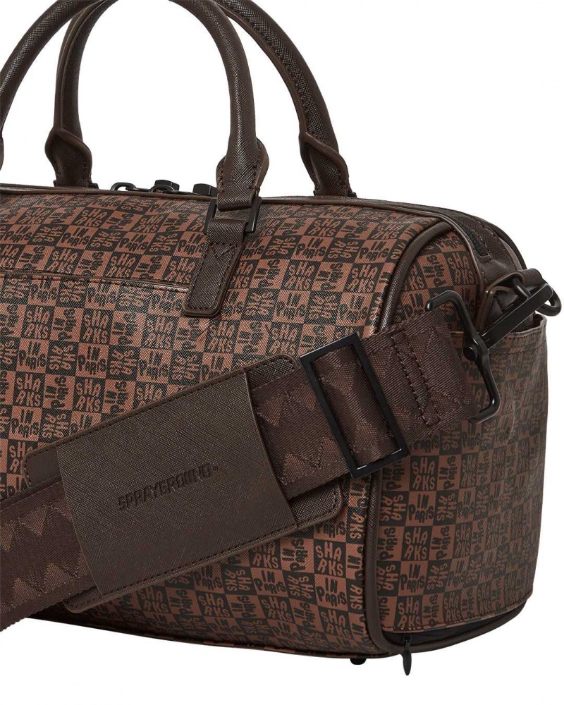 Sprayground Bag SHARKS IN PARIS CHECK MINI DUFFLE Brown | ATGKQ1905