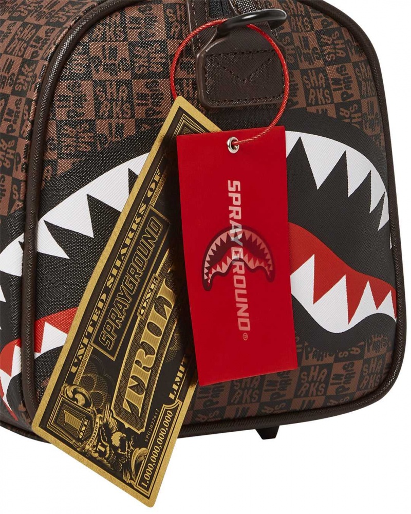 Sprayground Bag SHARKS IN PARIS CHECK MINI DUFFLE Brown | ATGKQ1905