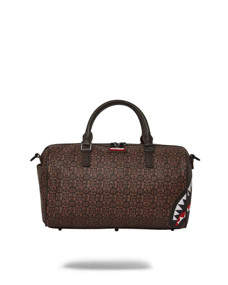 Sprayground Bag SHARKS IN PARIS CHECK MINI DUFFLE Brown | ATGKQ1905