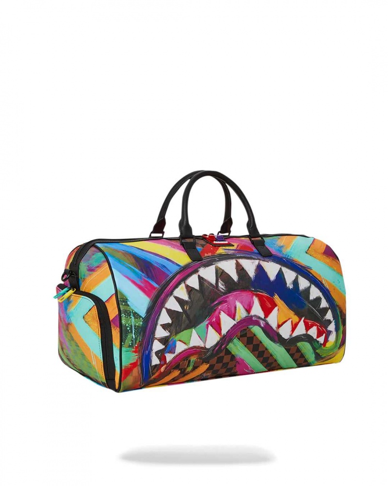 Sprayground Bag SHARKS IN PAINT LARGE DUFFLE Orange | INYCH4205