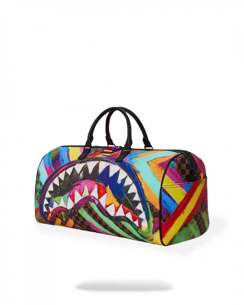 Sprayground Bag SHARKS IN PAINT LARGE DUFFLE Orange | INYCH4205