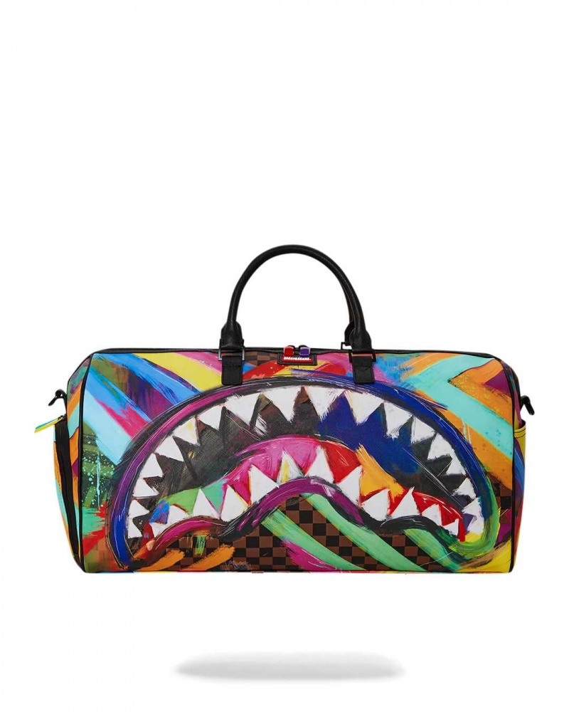 Sprayground Bag SHARKS IN PAINT LARGE DUFFLE Orange | INYCH4205