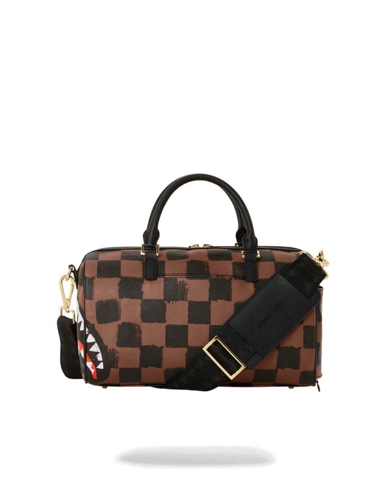 Sprayground Bag SHARKS IN PARIS PAINTED MINI DUFFLE Brown | WKSXH2815