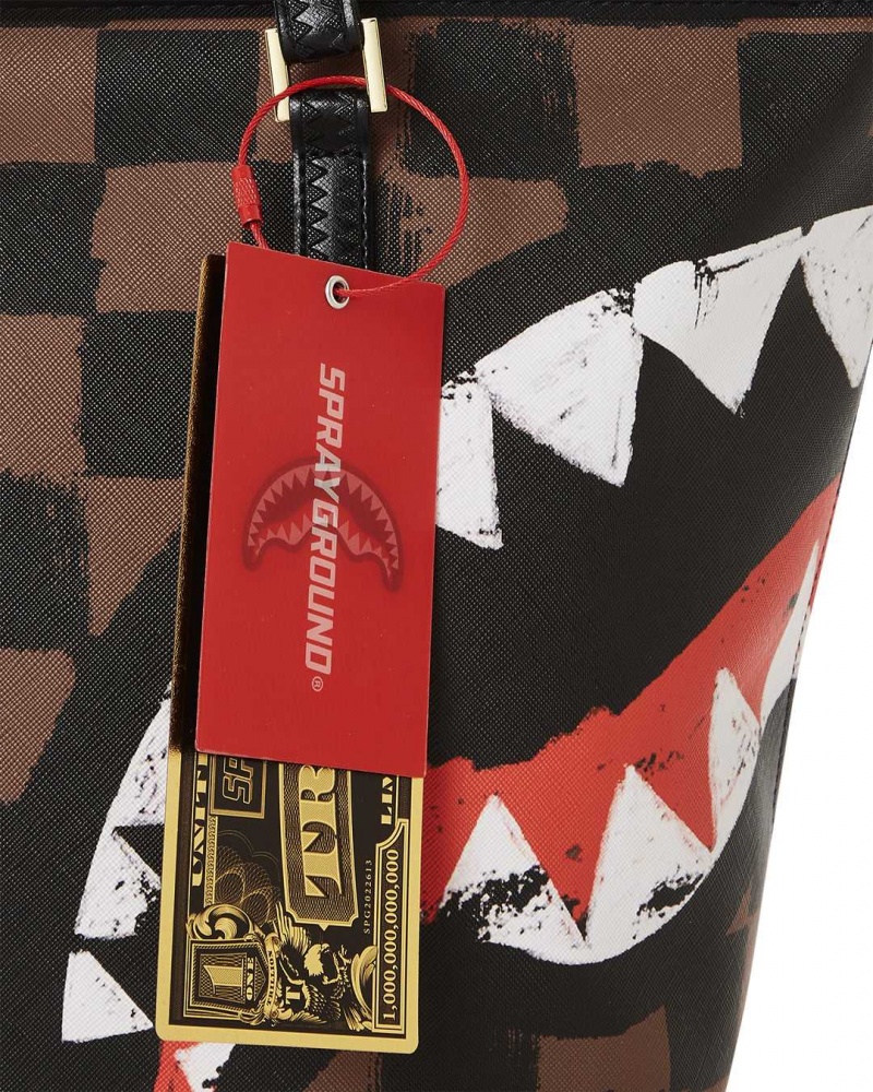 Sprayground Bag SHARKS IN PARIS PAINTED TOTE BAG Brown | KZECH3942