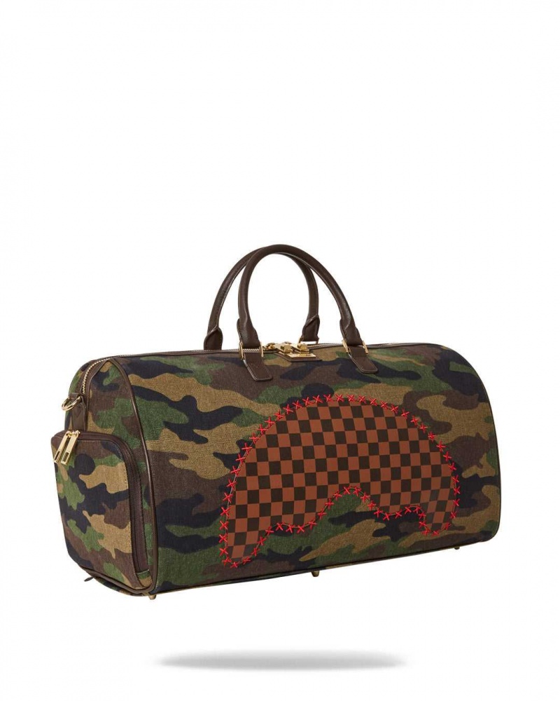 Sprayground Bag SHARK SHAPE CHECK DUFFLE Green | DXVAH4127