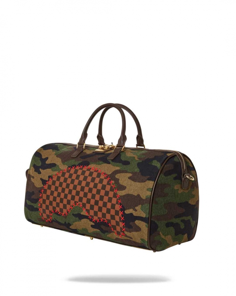 Sprayground Bag SHARK SHAPE CHECK DUFFLE Green | DXVAH4127