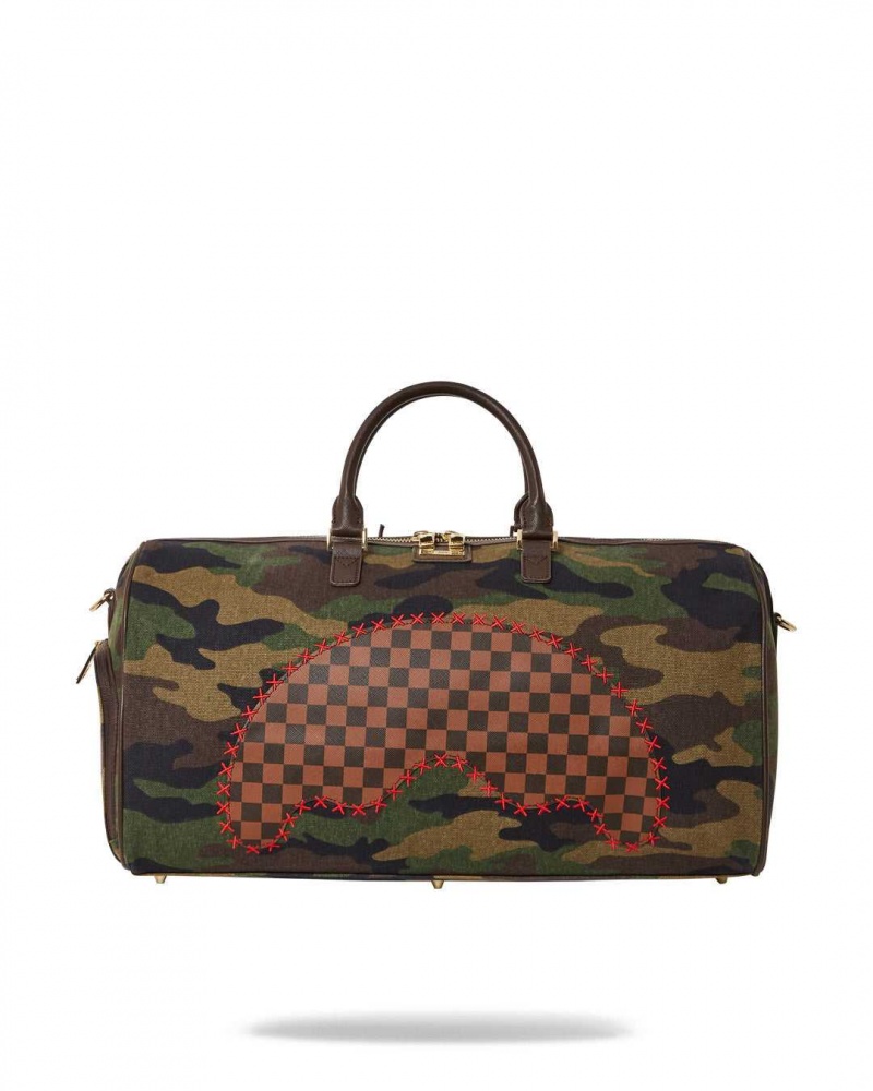 Sprayground Bag SHARK SHAPE CHECK DUFFLE Green | DXVAH4127