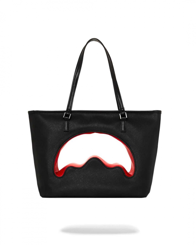 Sprayground Bag SHARK SHAPE THRU TOTE Black | TOHSV2148