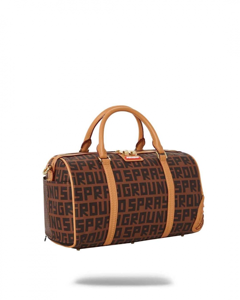 Sprayground Bag SPLIT INFINITI CHECK MINI DUFFLE Brown | ZHKGB4219