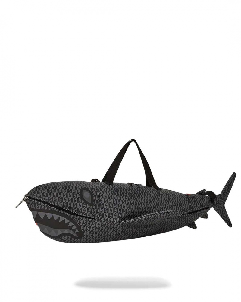 Sprayground Bag SPLIT INFINITY CHECK SHARK-SHAPED-DUFFLE / Black | IXUGM0196