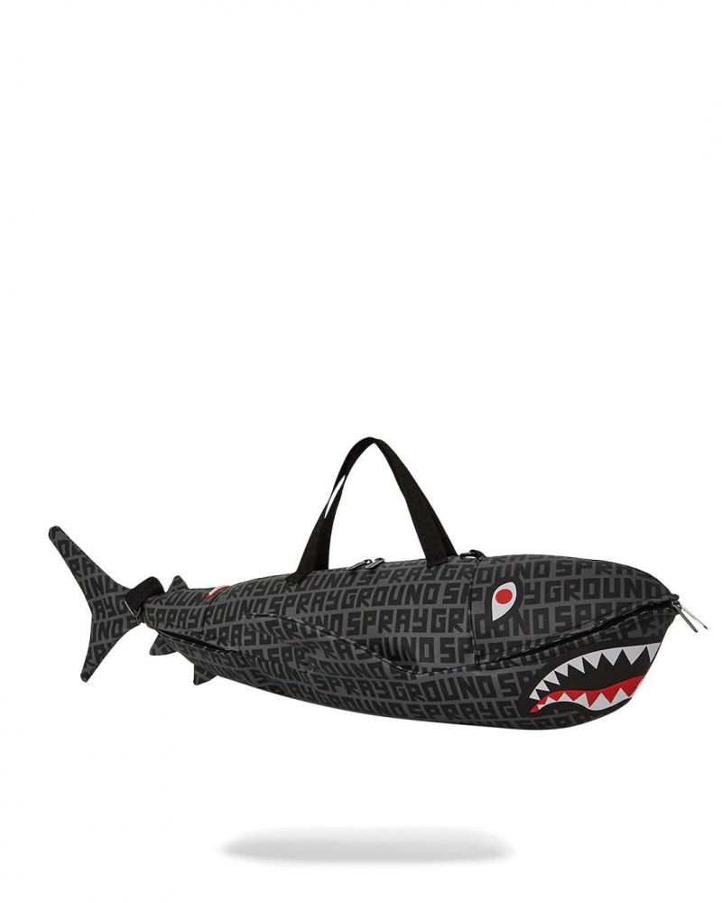 Sprayground Bag SPLIT INFINITY CHECK SHARK-SHAPED-DUFFLE / Black | IXUGM0196