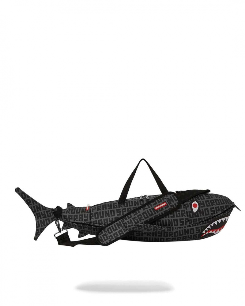 Sprayground Bag SPLIT INFINITY CHECK SHARK-SHAPED-DUFFLE / Black | IXUGM0196